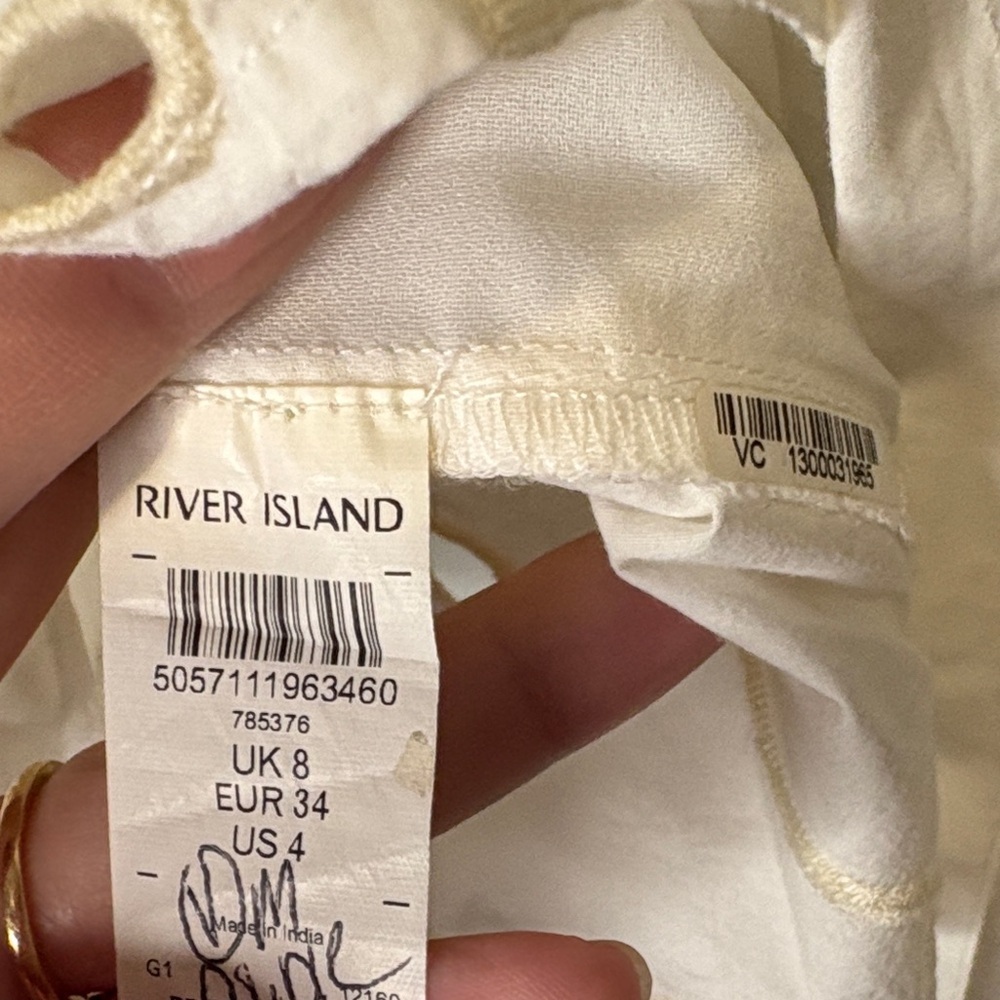 River Island Cream Embroidered Blouse neutral coastal feminine - Picture 6 of 8
